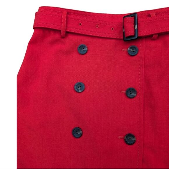 Ann Taylor skirt mod red buttons belt pencil 00p - Picture 3 of 6